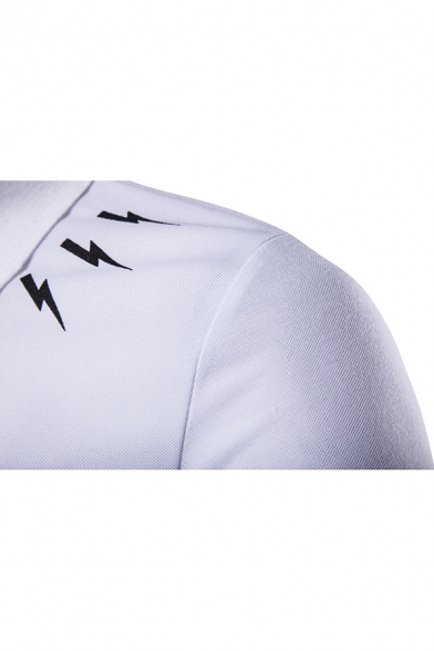 Unique Flash Logo Printed Collar Short Sleeve Men's Fitted Polo T-Shirt