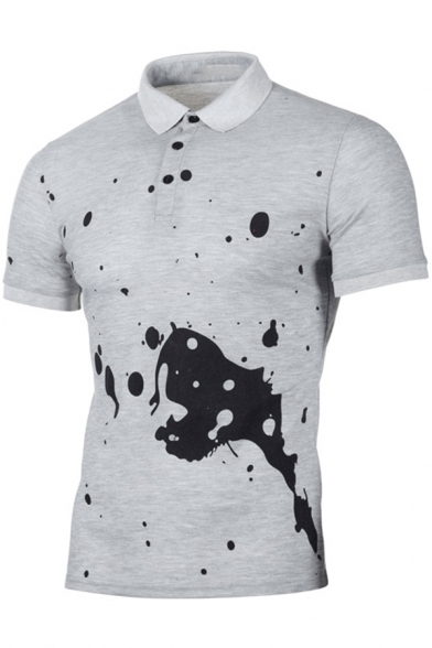 Unique Oil Painting Short Sleeve Three-Button Men Classic-Fit Polo Shirt