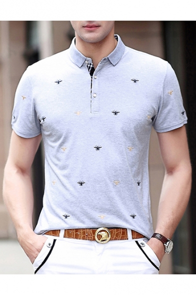 Summer Trendy Allover Spider Print Short Sleeve Men's Classic-Fit Polo