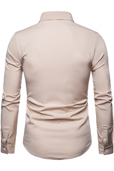 Men's Unique Fashion Lace-Up V-Neck Long Sleeve Casual Fitted Solid Polo Shirt