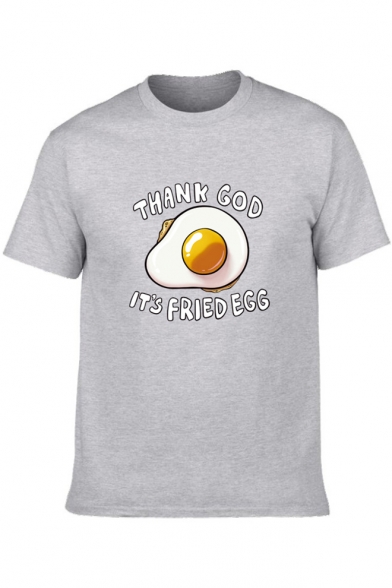 Summer Funny Cartoon Letter Egg Printed Short Sleeve Unisex Cotton Graphic Tee