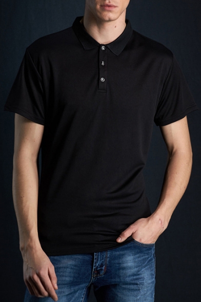 Men's Basic Plain Short Sleeve Dri-Fit Playoff Performance Athletic-Fit Polo Shirt