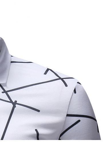 Men Unique Irregular Stripe Short Sleeve Three-Button Stretch Polo Shirt