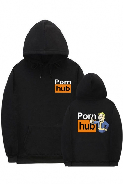 Street Fashion Letter PORNHUB Graphic Printed Long Sleeve Casual Loose Hoodie