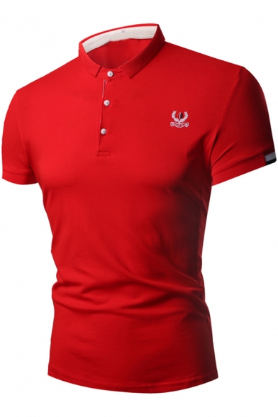 Fashion Embroidered Logo Chest Short Sleeve Men's Classic-Fit Polo Shirt