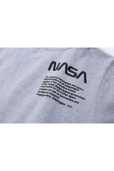 Popular NASA Letter Logo Printed Long Sleeve Loose Fit Sport Unisex Grey Hoodie