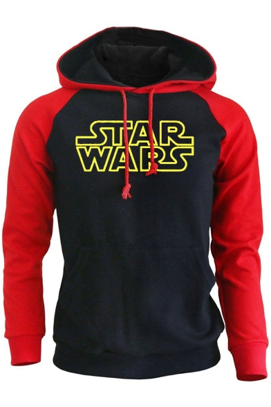 Star Wars Fashion Colorblock Raglan Sleeve Sport Casual Pullover Drawstring Hoodie
