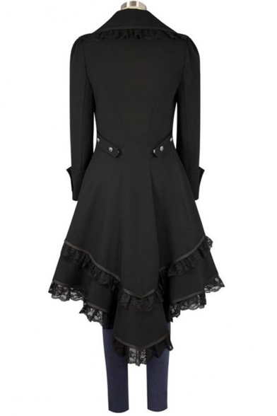 Women's Black Tuxedo Gothic Tailcoat Jacket Steampunk VTG Victorian Coat Wedding Uniform