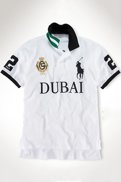 Best Quality Summer Classic-Fit Short Sleeve Casual City Letter Polo Shirt for Men