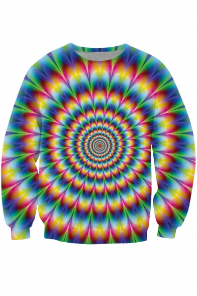 Cool 3D Whirlpool Floral Printed Crewneck Long Sleeve Pullover Sweatshirt