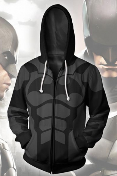 Trendy 3D Cosplay Costume Long Sleeve Black Zip Up Hoodie