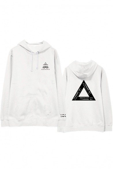 Wanna One Kpop Triangle Letter Print Loose Fit Drawstring Hoodie
