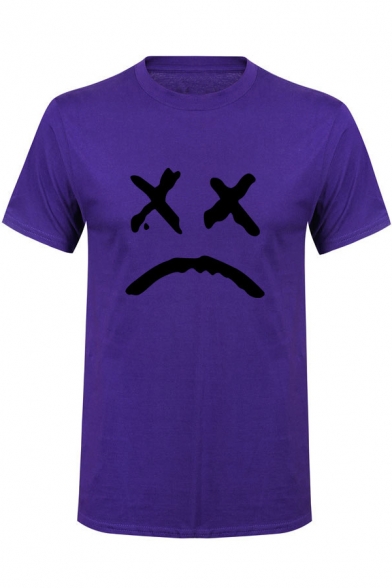 American Rapper Sad Face Pattern Street Fashion Short Sleeve T-Shirt