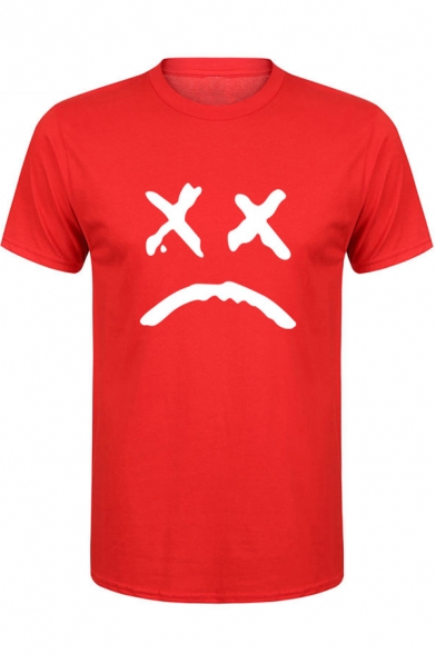 American Rapper Sad Face Pattern Street Fashion Short Sleeve T-Shirt