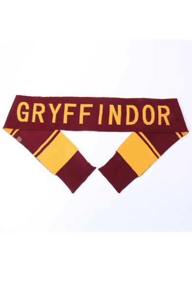 190*19cm Popular Harry Potter Letter Colorblock Knit Scarf for Couple
