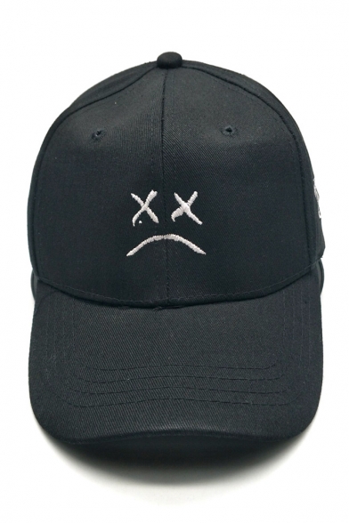 Street Style Sad Face Embroidered Outdoor Unisex Baseball Cap