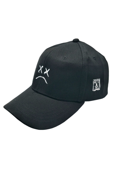 Street Style Sad Face Embroidered Outdoor Unisex Baseball Cap