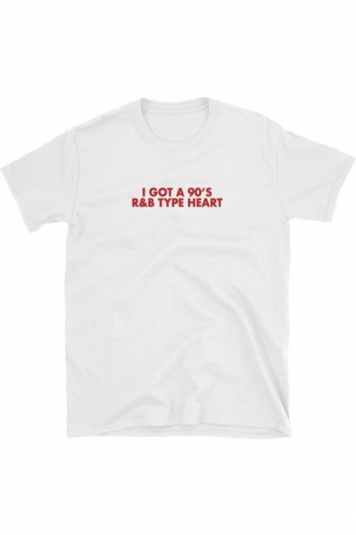 Streetwear Cool Letter I GOT A 90'S R&B TYPE HEART White Casual T-Shirt