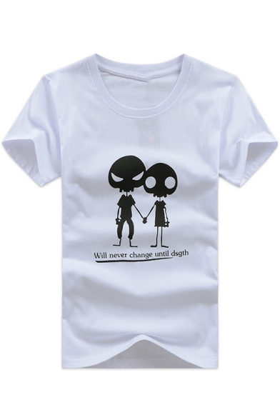 Unique Alien Letter WILL NEVER CHANGE UNTIL DSGTH Print Short Sleeve Graphic Tee