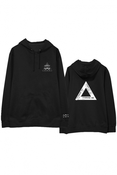 Wanna One Kpop Triangle Letter Print Loose Fit Drawstring Hoodie