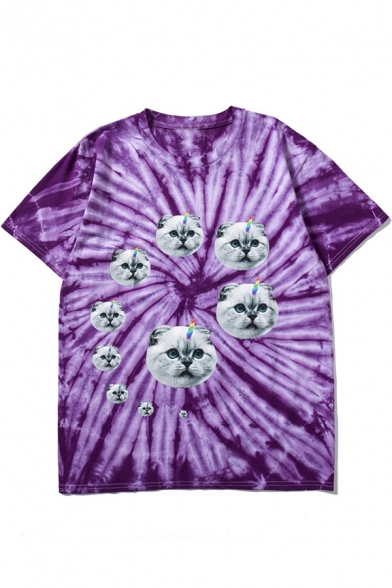 purple tie dye cat shirt