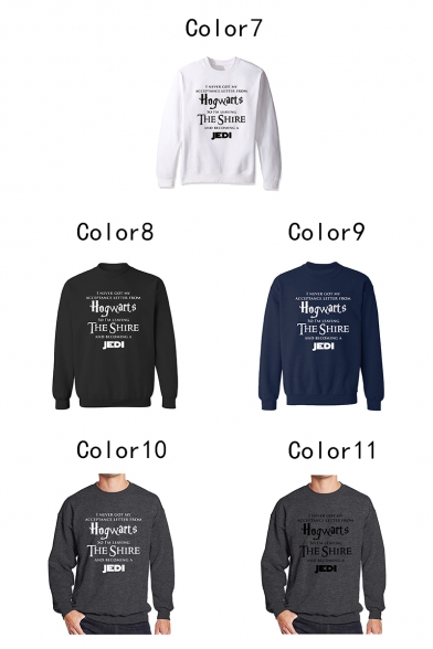 Popular Letter HOGWARTS Pattern Basic Long Sleeve Crewneck Pullover Leisure Sweatshirt