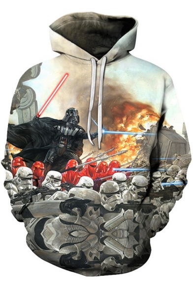 Cool 3D Darth Vader Pattern Long Sleeve Sport Casual Pullover Hoodie
