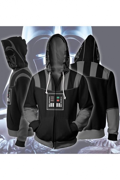 Star Wars Darth Vader Cosplay Costume 3D Print Black Zip Up Hoodie