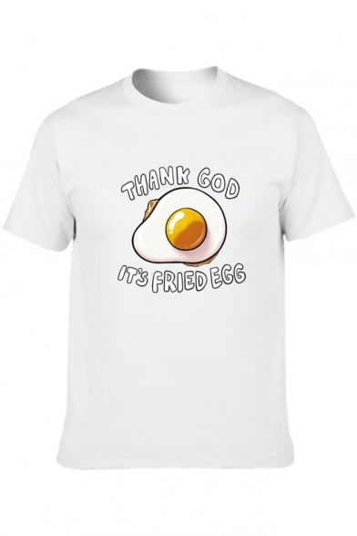 Summer Funny Cartoon Letter Egg Printed Short Sleeve Unisex Cotton Graphic Tee