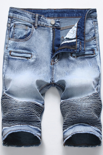 Men S New Stylish Cool Zipper Pleated Crumple Detail Vintage Style Slim Fit Denim Shorts Pictures For Reference Beautifulhalo Com