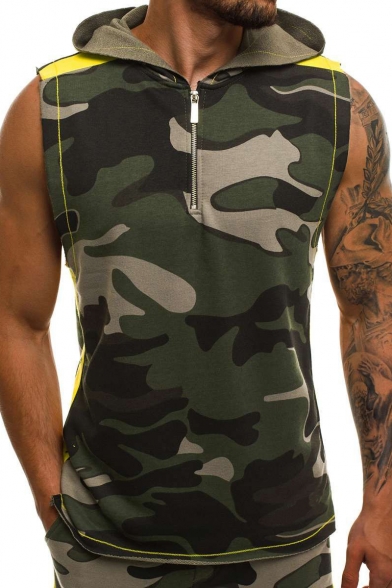 men's sleeveless workout hoodie