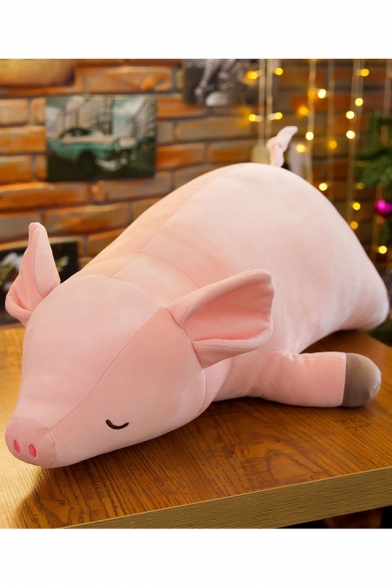 Plush Sleeping Pig Doll Toy Super Soft Stuffed Piggy Pet Pillows for Room Decoration Pink 80cm