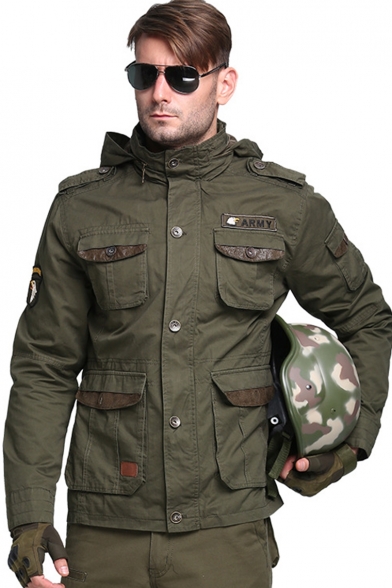 hooded army green jacket