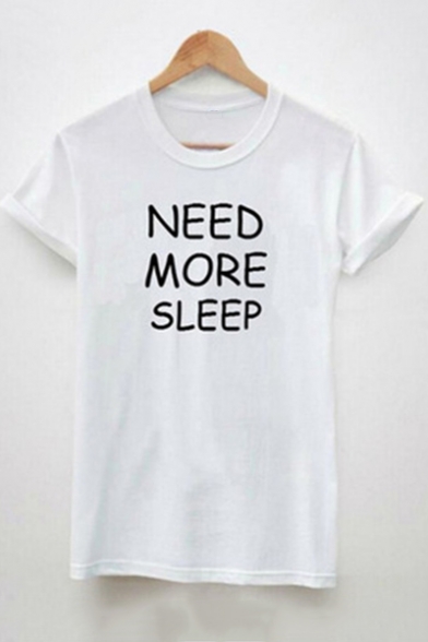 Cool Letter NEED MORE SLEEP Cotton Short Sleeve Unisex T-Shirt
