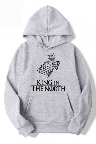 Game of Thrones Wolf Head KING IN THE NORTH Fashion Casual Loose Pullover Hoodie