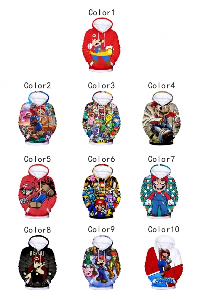 New Fashion Comic Character Printed Long Sleeve Pullover Drawstring Hoodie