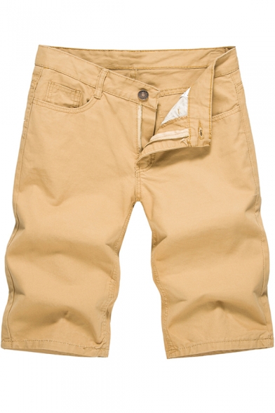Men's Basic Simple Plain Fashion Washed Casual Cotton Shorts