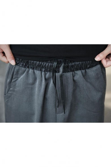 Men's Casual Loose Simple Plain Drawstring Waist Relaxed Fit Bloomers Shorts