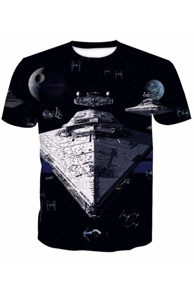 Star Wars Airship 3D Printed Short Sleeve Black Basic T-Shirt