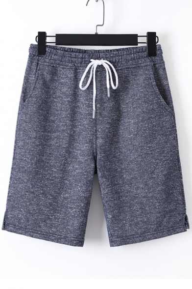 Summer New Stylish Fashion Heather Color Drawstring-Waist Solid Casual Sport Athletic Shorts