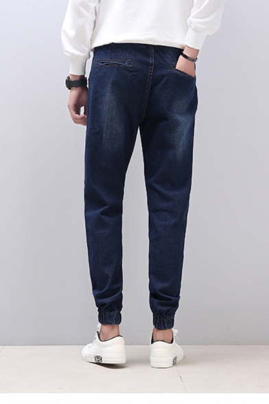 Guys Summer Fashion Gathered-Cuff Casual Relaxed Fit Jeans