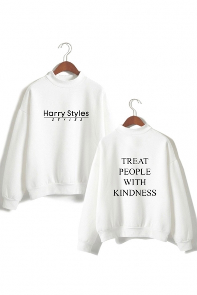 Harry StylesTreat People With Kindness Mock Neck Long Sleeve Pullover Sweatshirt
