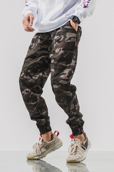 Mens Hot Fashion Classic Camouflage Printed Elasticized Cuff Casual Pants