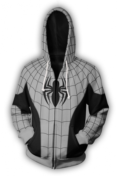 Cool Awesome 3D Printing Cosplay Costume Long Sleeve Full Zip Black Hoodie