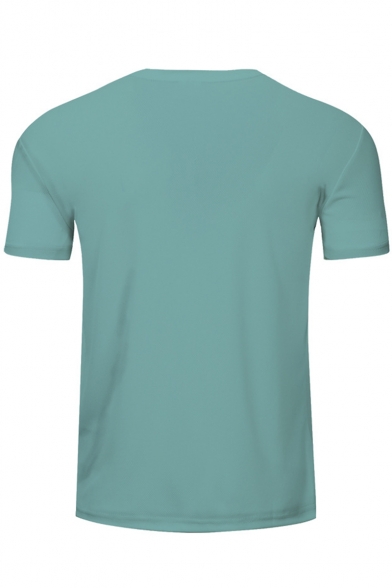 3D Cartoon Print Short Sleeve Blue Casual T-Shirt