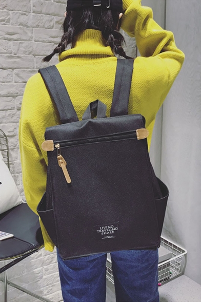Students Casual Fashion Colorblocked School Bag Backpack 27*17*45cm