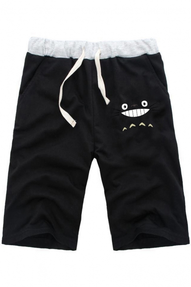 Totoro Comic Printed Drawstring Waist Summer Sport Cotton Sweat Shorts