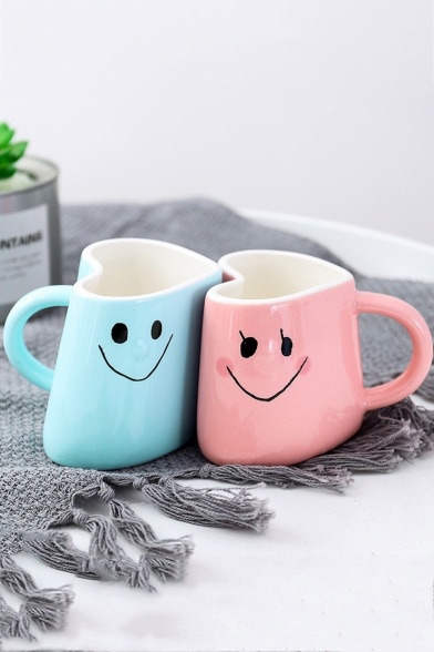 2pcs/set Expression Embracing Cups Couple Smiling Face Mugs Hug Ceramic Mug for Valentine Gift