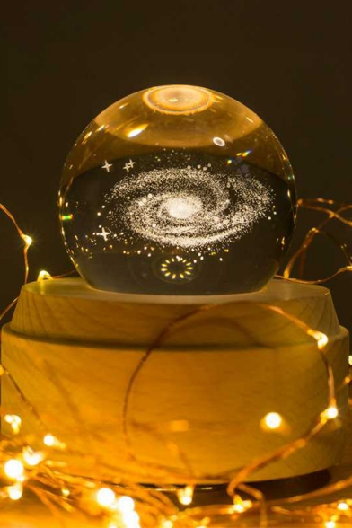 Fashion Galaxy Inside Customized Luminous Base Crystal Ball for Birthday Gift 6cm