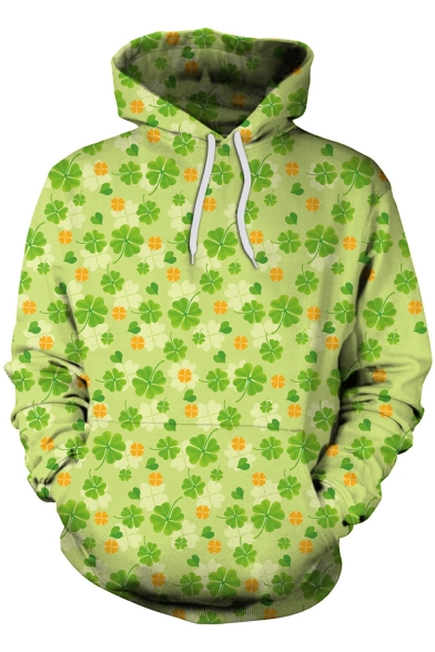 New Stylish 3D Green Leaf Clover Printed Unisex Sport Casual Hoodie